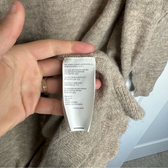 By Anthropologie Heather Tan Open Front Pocket Cardigan Sweater Size XS Petite - Picture 4 of 6